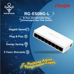 Ruijie RG-ES08G-L, 8-Port 10/100/1000 Mbps Unmanaged Non-PoE Switch